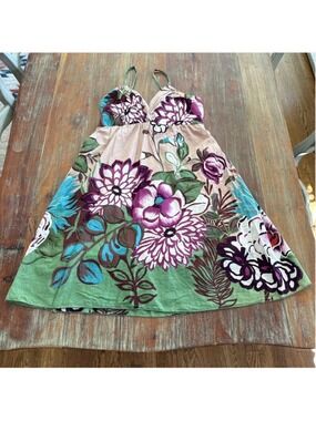 Neslay Floral Empire Waist Summer Dress Spaghetti Strap Cottagecore - Medium